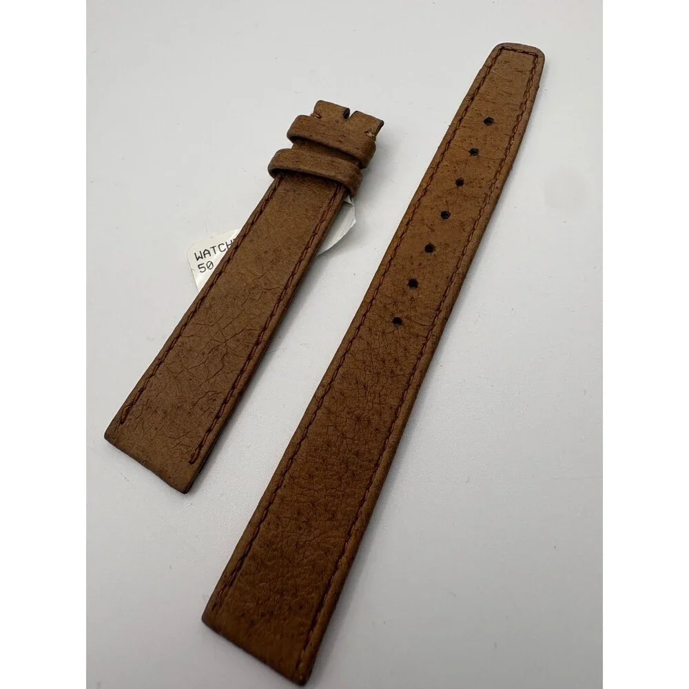 Authentic OEM Movado Swiss 18mm Tan Ostrich-Grain Leather Watch Strap (NOS)